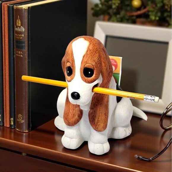 Vintage Fitz & Floyd Dog Desk Notepad Holder Ceramic 1990s Office Decor Japan - Picture 1 of 10
